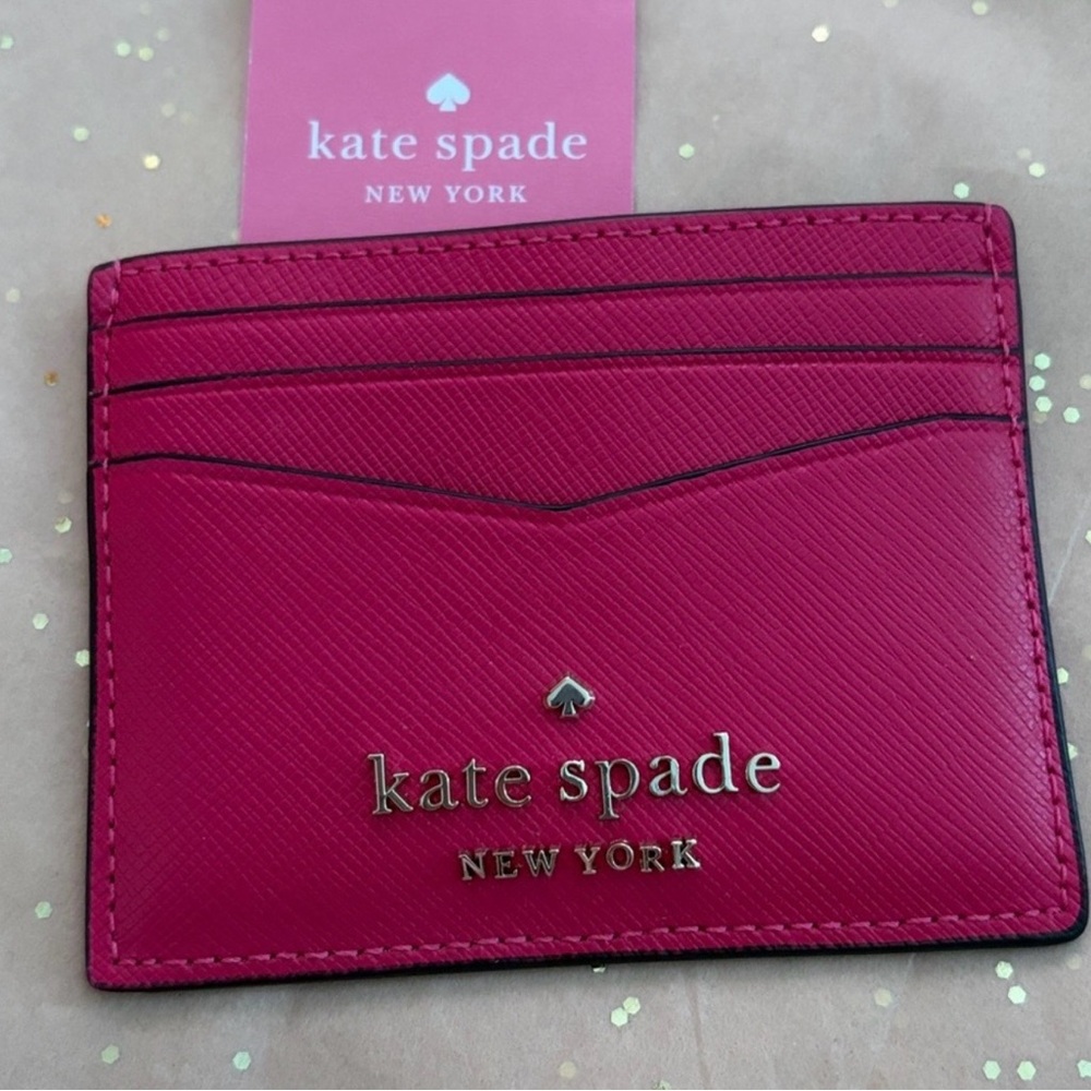 Kate Spade Pink Staci Saffiano Leather Slim Cardholder NWT